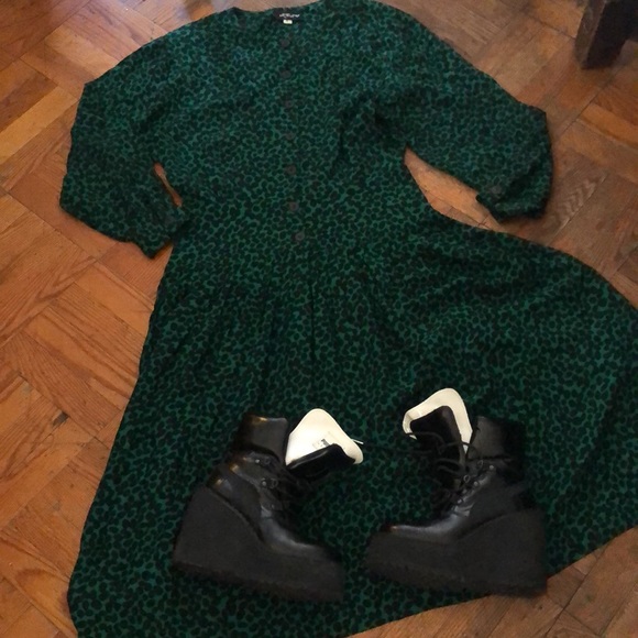 VTG Emerald Green Cheetah Print Dress, Size S, by MENU - Picture 6 of 11